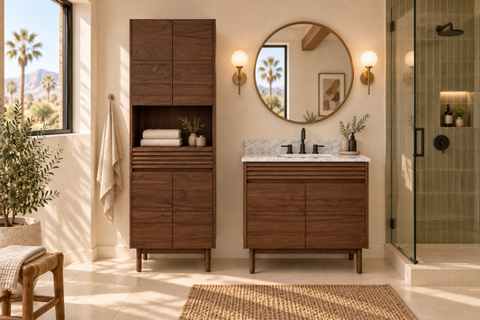 Carina Teak Wood Bathroom Linen Cabinet