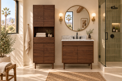 Carina Teak Wood Bathroom Linen Cabinet