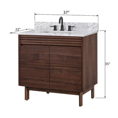 Carina 36 in. Single Sink Teak Wood Bathroom Vanity