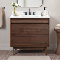 Carina 36 in. Single Sink Teak Wood Bathroom Vanity