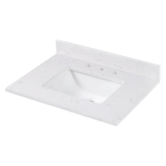 Cala White Engineered Stone Top with Single Rectangular Sink