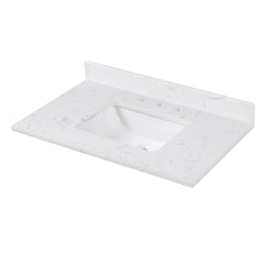 Cala White Engineered Stone Top with Single Rectangular Sink