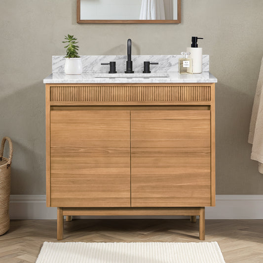 Kayla 36 in. Single Sink Teak Bathroom Vanity