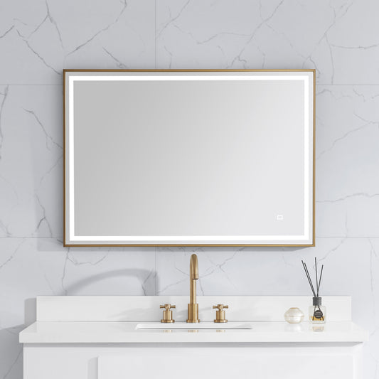 39 in. LED Bathroom Mirror with Stainless Steel Metal Frame