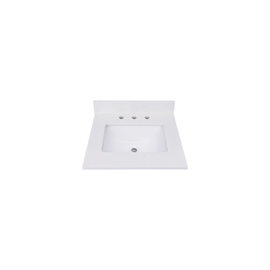 Everest White Quartz Top with Single Rectangular Sink