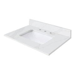 Calacatta Quartz Top with Single Rectangular Sink