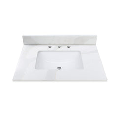 Calacatta Quartz Top with Single Rectangular Sink