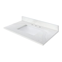 Calacatta White Quartz Top with Single Rectangular Sink