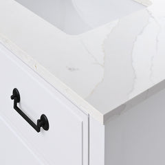 Calacatta White Quartz Top with Single Rectangular Sink