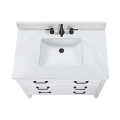 Calacatta White Quartz Top with Single Rectangular Sink