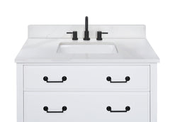 Calacatta White Quartz Top with Single Rectangular Sink