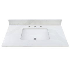 Calacatta Quartz Top with Single Rectangular Sink