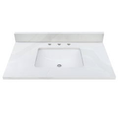 Calacatta White Quartz Top with Single Rectangular Sink