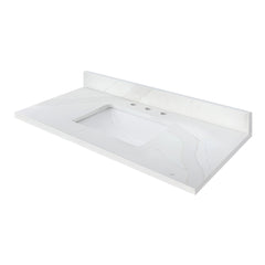 Calacatta White Quartz Top with Single Rectangular Sink
