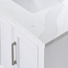 Calacatta White Quartz Top with Single Rectangular Sink