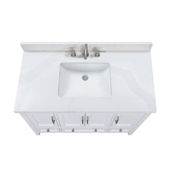 Calacatta White Quartz Top with Single Rectangular Sink