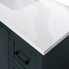 Calacatta White Quartz Top with Single Rectangular Sink