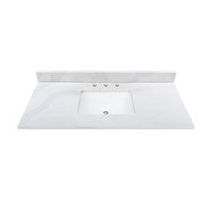 Calacatta White Quartz Top with Single Rectangular Sink