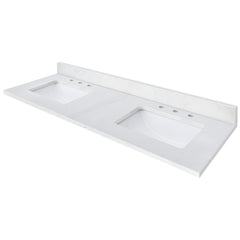Calacatta White Quartz Top with Double Rectangular Sinks