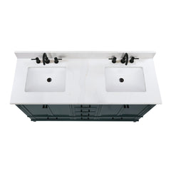 Calacatta White Quartz Top with Double Rectangular Sinks