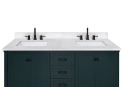 Calacatta White Quartz Top with Double Rectangular Sinks