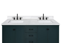 Calacatta Quartz Top with Double Rectangular Sinks