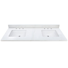 Calacatta White Quartz Top with Double Rectangular Sinks