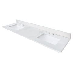 Calacatta White Quartz Top with Double Rectangular Sinks