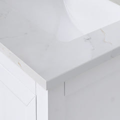 Calacatta White Quartz Top with Double Rectangular Sinks