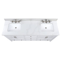 Calacatta White Quartz Top with Double Rectangular Sinks
