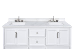 Calacatta White Quartz Top with Double Rectangular Sinks
