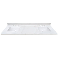 Calacatta White Quartz Top with Double Rectangular Sinks