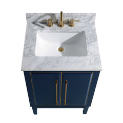 Carrara White Marble Top with Single Rectangular Sink