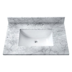 Carrara White Marble Top with Single Rectangular Sink