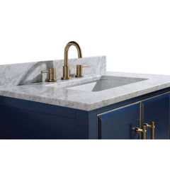Carrara White Marble Top with Single Rectangular Sink