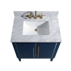 Carrara White Marble Top with Single Rectangular Sink