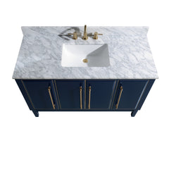 Carrara White Marble Top with Single Rectangular Sink