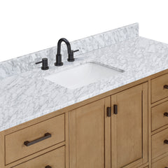 Carrara White Marble Top with Single Rectangular Sink