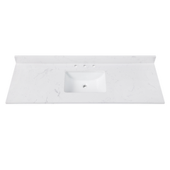 Cala White Engineered Stone Top with Single Rectangular Sink