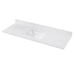 Cala White Engineered Stone Top with Single Rectangular Sink