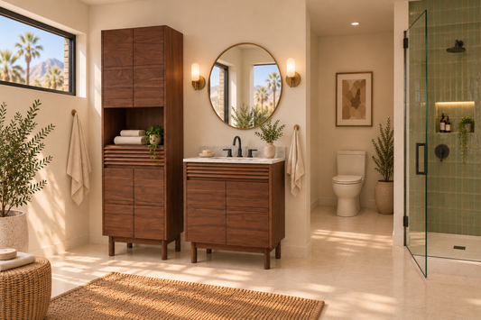 Carina Teak Wood Bathroom Linen Cabinet