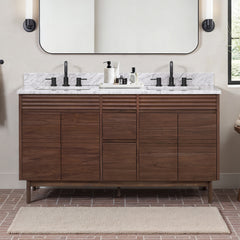 Carina 60 in. Double Sink Teak Wood Bathroom Vanity