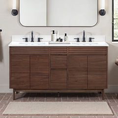 Carina 60 in. Double Sink Teak Wood Bathroom Vanity
