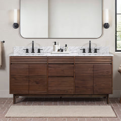 Carina 72 in. Double Sink Teak Wood Bathroom Vanity