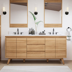 Coventry 72 in. Double Sink Teak Wood Bathroom Vanity