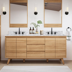 Coventry 72 in. Double Sink Teak Wood Bathroom Vanity