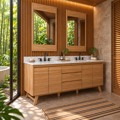 Coventry 72 in. Double Sink Teak Wood Bathroom Vanity