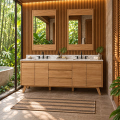 Coventry 72 in. Double Sink Teak Wood Bathroom Vanity