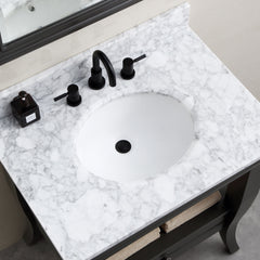 White Undermount Oval Vitreous China Sink 16 Inch