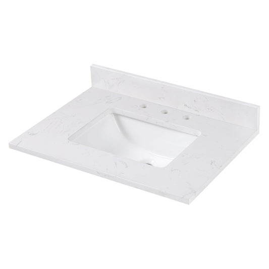 Cala White Engineered Stone Top with Single Rectangular Sink
